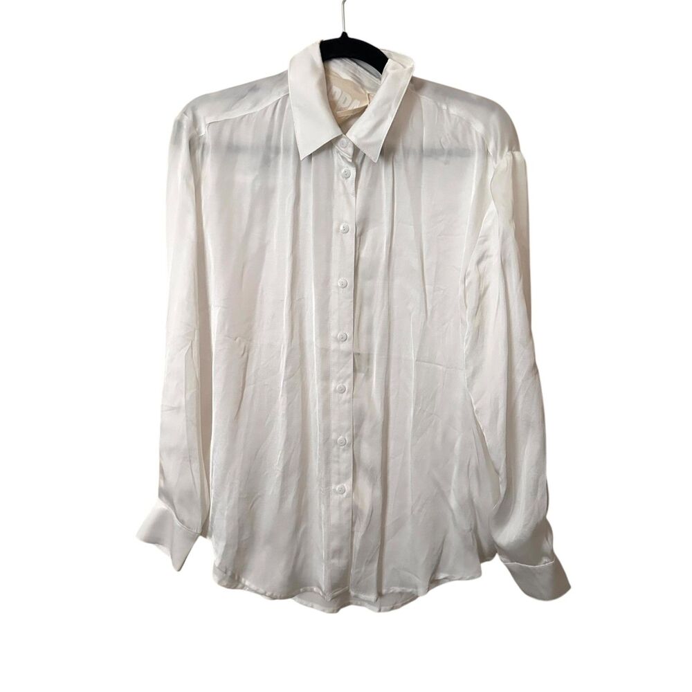 PIPPA THE LABEL Satin‎ Button Down White NWT XS
